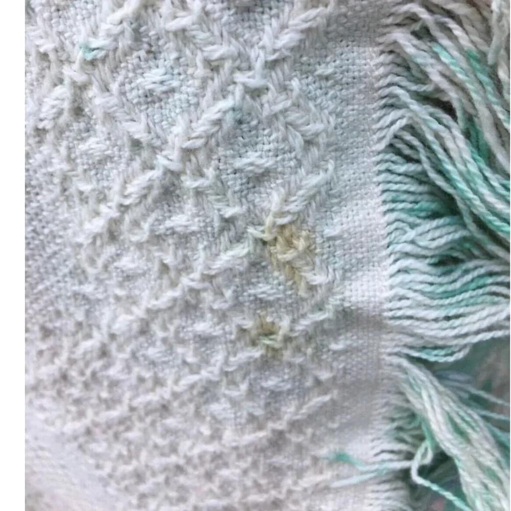Waffle Weave Cotton Throw Flowers Hearts pastels Blanket Fringed